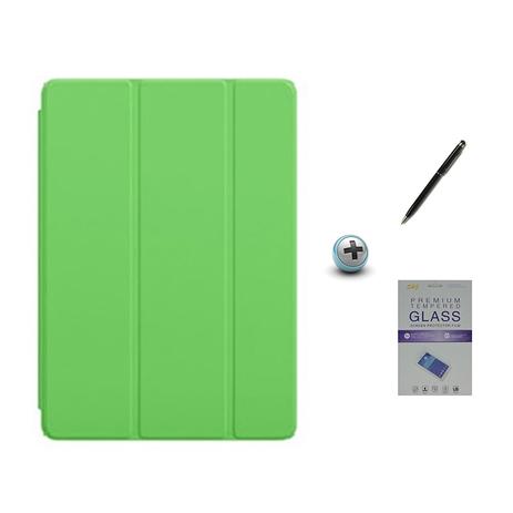 Kit Capa iPad Pro 9,7 Smart Case / Capa Traseira / Caneta Touch + Película de Vidro (Cor Verde) - Skin t18 Menor preço em Kit Capa iPad Pro 9,7 Smart Case / Capa Traseira / Caneta Touch + Película de Vidro (Cor Verde) - Skin t18