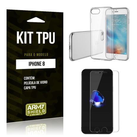 Kit Capa Silicone Apple iPhone 8 Capa de Silicone + Película de Vidro - Armyshield é boa?