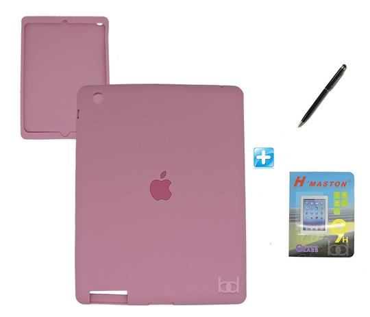 Kit Capa Silicone Emborrachada Design iPad 2/3/4 / Caneta Touch + Película de Vidro (Rosa) - Skin t18 Menor preço em Kit Capa Silicone Emborrachada Design iPad 2/3/4 / Caneta Touch + Película de Vidro (Rosa) - Skin t18