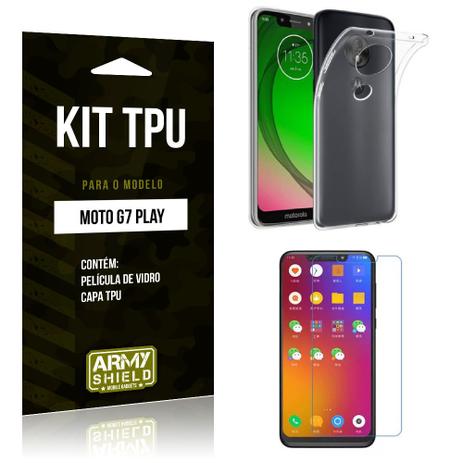 Kit Capa Silicone Motorola Moto G7 Play Capa de Silicone + Película de Vidro - Armyshield Menor preço em Kit Capa Silicone Motorola Moto G7 Play Capa de Silicone + Película de Vidro - Armyshield