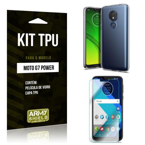 Kit Capa Silicone Motorola Moto G7 Power Capa de Silicone + Película de Vidro - Armyshield Menor preço em Kit Capa Silicone Motorola Moto G7 Power Capa de Silicone + Película de Vidro - Armyshield