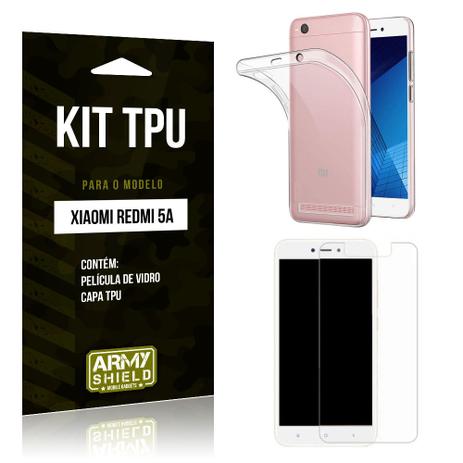 Kit Capa Silicone Xiaomi Redmi 5A Capa de Silicone + Película de Vidro - Armyshield Menor preço em Kit Capa Silicone Xiaomi Redmi 5A Capa de Silicone + Película de Vidro - Armyshield