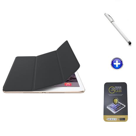 Menor preço em Kit Capa Smart Case iPad New (iPad 6) + Película de Vidro + Caneta Touch (Preto) - Skin t18