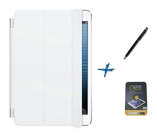 Kit Capa Smart Cover iPad Mini 2/3 Caneta Touch + Película de Vidro (Branco) - Skin t18 Menor preço em Kit Capa Smart Cover iPad Mini 2/3 Caneta Touch + Película de Vidro (Branco) - Skin t18