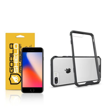 Kit Capa Ultra Slim Air Preta e Película de vidro dupla para Iphone 8 Plus Gorila Shield Menor preço em Kit Capa Ultra Slim Air Preta e Película de vidro dupla para Iphone 8 Plus Gorila Shield