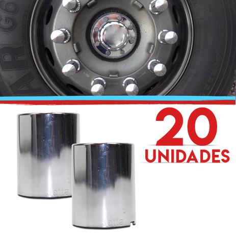 Kit Capas Porca Boliviana 24mm Para Cubo Flange 20 Pecas Cromado - Jetta Menor preço em Kit Capas Porca Boliviana 24mm Para Cubo Flange 20 Pecas Cromado - Jetta
