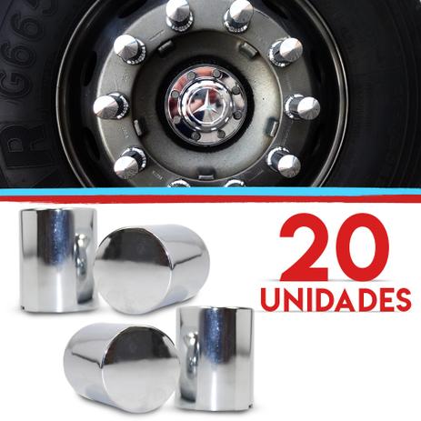 Kit Capas Porca Boliviana Roda Caminhao 27mm 20 Pecas Cromado - Jetta Menor preço em Kit Capas Porca Boliviana Roda Caminhao 27mm 20 Pecas Cromado - Jetta