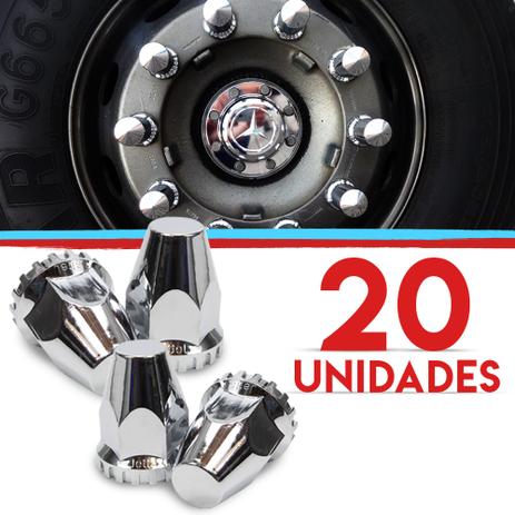 Kit Capas Porca Chilena Roda Caminhao 32mm 20 Pecas Cromado - Jetta Menor preço em Kit Capas Porca Chilena Roda Caminhao 32mm 20 Pecas Cromado - Jetta