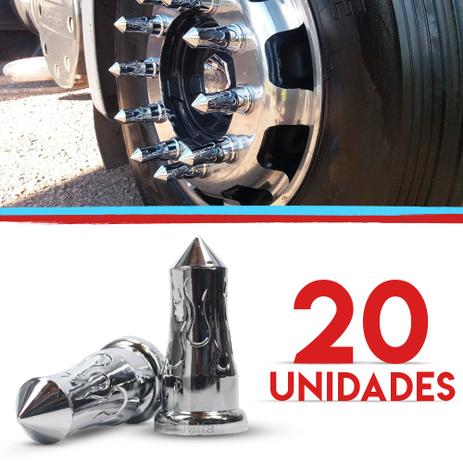 Kit Capas Porca Fire Fogo Roda Caminhao 32mm 20 Pecas Cromado - Jetta Menor preço em Kit Capas Porca Fire Fogo Roda Caminhao 32mm 20 Pecas Cromado - Jetta