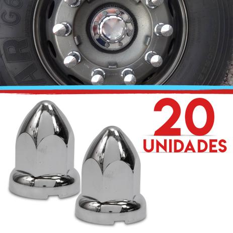 Kit Capas Porca Italiana Roda Caminhao 32mm 20 Pecas Cromado - Jetta Menor preço em Kit Capas Porca Italiana Roda Caminhao 32mm 20 Pecas Cromado - Jetta
