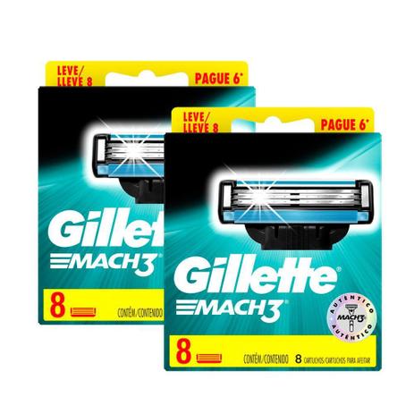 Kit Carga Gillette Mach3 Regular com 16 unidades Menor preço em Kit Carga Gillette Mach3 Regular com 16 unidades