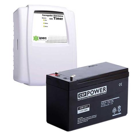 Kit Carregador 2A Com Timer com Bateria Selada 12V 7A Ipec Menor preço em Kit Carregador 2A Com Timer com Bateria Selada 12V 7A Ipec