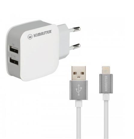 Kit Carregador Com 2 entradas USB + Cabo p/IOS 2.1a Kt605 Kimaster Menor preço em Kit Carregador Com 2 entradas USB + Cabo p/IOS 2.1a Kt605 Kimaster
