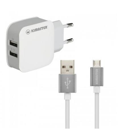 Kit Carregador Com 2 entradas USB + Cabo P/IOS 2.1a Kt608 Kimaster Menor preço em Kit Carregador Com 2 entradas USB + Cabo P/IOS 2.1a Kt608 Kimaster