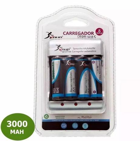 Kit Carregador De Pilhas AA, AAA, Bateria Com 4 Pilhas Recarregável Bivolt Knup é boa?