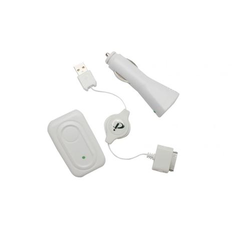 Kit carregador de tomada, veicular e cabo retrátil para iPod - I-concepts Menor preço em Kit carregador de tomada, veicular e cabo retrátil para iPod - I-concepts