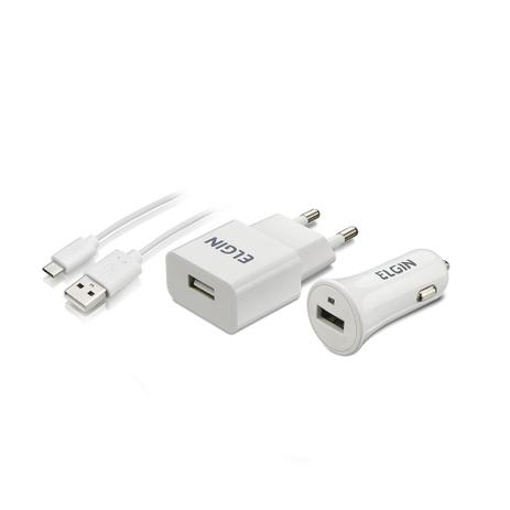 Kit Carregador Elgin 1 Veicular 0,5A + 1 Parede Bivolt 1xUSB 5V 1A C/cabo Menor preço em Kit Carregador Elgin 1 Veicular 0,5A + 1 Parede Bivolt 1xUSB 5V 1A C/cabo