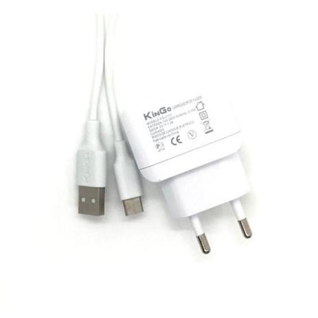 Kit Carregador Moto G5 S Plus com Cabo Micro USB V8 Branco KinGo Menor preço em Kit Carregador Moto G5 S Plus com Cabo Micro USB V8 Branco KinGo