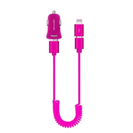 Kit Carregador Multilaser Automotivo p/ Android e Iphone 5/6 Rosa CB094R Menor preço em Kit Carregador Multilaser Automotivo p/ Android e Iphone 5/6 Rosa CB094R