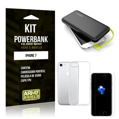 Kit Carregador Portátil 10K Apple iPhone 7 Powerbank + Capa + Película de Vidro - Armyshield Menor preço em Kit Carregador Portátil 10K Apple iPhone 7 Powerbank + Capa + Película de Vidro - Armyshield