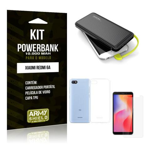 Kit Carregador Portátil 10K Redmi 6A Powerbank + Capa + Película de Vidro - Armyshield Menor preço em Kit Carregador Portátil 10K Redmi 6A Powerbank + Capa + Película de Vidro - Armyshield