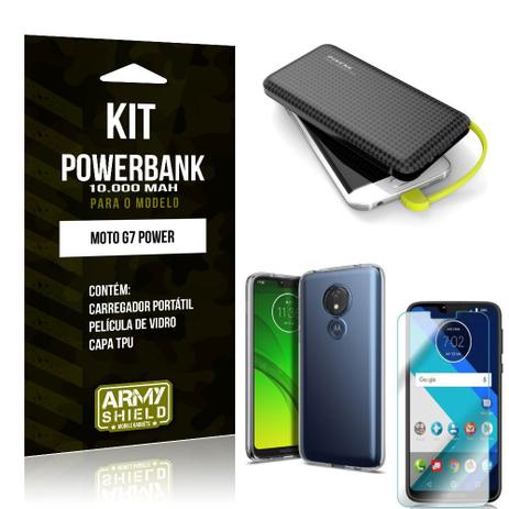 Kit Carregador Portátil 10K Tipo C Moto G7 Power Powerbank + Capa + Película de Vidro - Armyshield Menor preço em Kit Carregador Portátil 10K Tipo C Moto G7 Power Powerbank + Capa + Película de Vidro - Armyshield