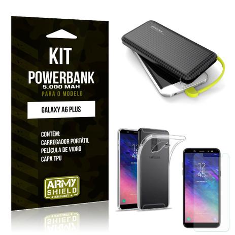 Kit Carregador Portátil 5K Galaxy A6 Plus Powerbank 5000mah + Capa + Película de Vidro - Armyshield Menor preço em Kit Carregador Portátil 5K Galaxy A6 Plus Powerbank 5000mah + Capa + Película de Vidro - Armyshield