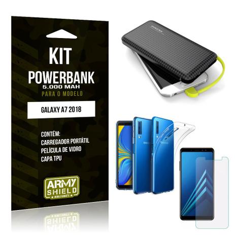 Kit Carregador Portátil 5K Galaxy A7 2018 Powerbank 5000mah + Capa + Película de Vidro - Armyshield Menor preço em Kit Carregador Portátil 5K Galaxy A7 2018 Powerbank 5000mah + Capa + Película de Vidro - Armyshield