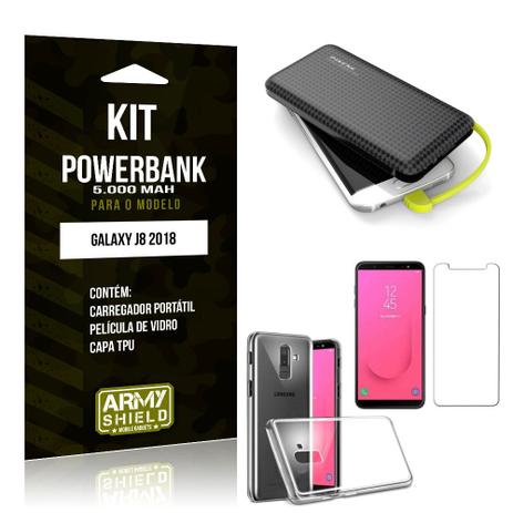 Kit Carregador Portátil 5K Galaxy J8 Powerbank 5000mah + Capa + Película de Vidro - Armyshield Menor preço em Kit Carregador Portátil 5K Galaxy J8 Powerbank 5000mah + Capa + Película de Vidro - Armyshield