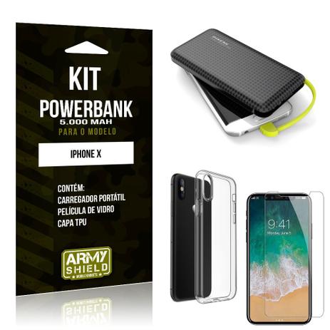 Kit Carregador Portátil 5K iPhone X Powerbank 5000mah + Capa + Película de Vidro - Armyshield Menor preço em Kit Carregador Portátil 5K iPhone X Powerbank 5000mah + Capa + Película de Vidro - Armyshield