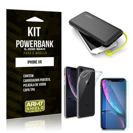 Kit Carregador Portátil 5K iPhone XR Powerbank 5000mah + Capa + Película de Vidro - Armyshield Menor preço em Kit Carregador Portátil 5K iPhone XR Powerbank 5000mah + Capa + Película de Vidro - Armyshield
