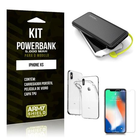 Kit Carregador Portátil 5K iPhone XS Powerbank 5000mah + Capa + Película de Vidro - Armyshield Menor preço em Kit Carregador Portátil 5K iPhone XS Powerbank 5000mah + Capa + Película de Vidro - Armyshield