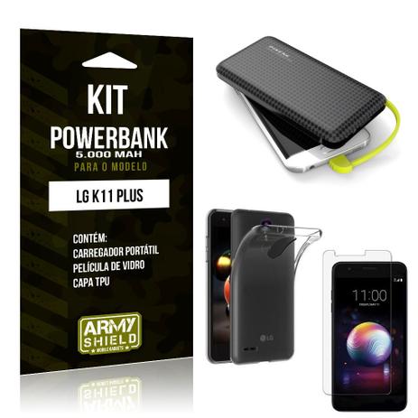 Kit Carregador Portátil 5K LG K11 Plus Powerbank + Capa + Película de Vidro - Armyshield Menor preço em Kit Carregador Portátil 5K LG K11 Plus Powerbank + Capa + Película de Vidro - Armyshield
