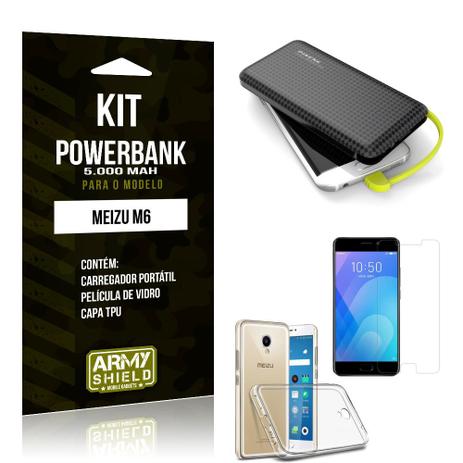 Kit Carregador Portátil 5K Meizu M6 Powerbank + Capa + Película de Vidro - Armyshield Menor preço em Kit Carregador Portátil 5K Meizu M6 Powerbank + Capa + Película de Vidro - Armyshield