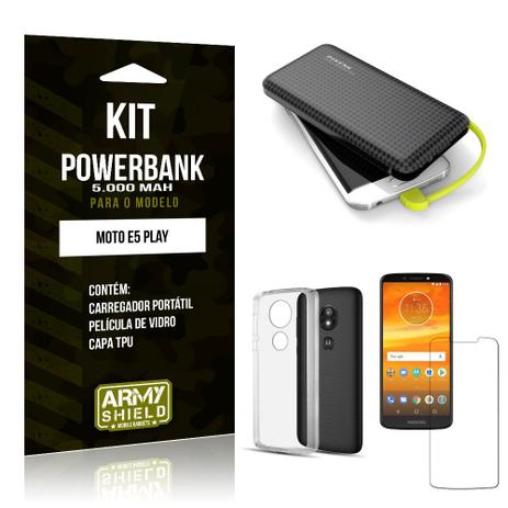 Kit Carregador Portátil 5K Moto E5 Play Powerbank 5000mah + Capa + Película de Vidro - Armyshield Menor preço em Kit Carregador Portátil 5K Moto E5 Play Powerbank 5000mah + Capa + Película de Vidro - Armyshield