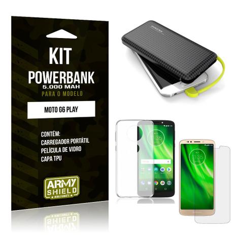 Kit Carregador Portátil 5K Moto G6 Play Powerbank 5000mah + Capa + Película de Vidro - Armyshield Menor preço em Kit Carregador Portátil 5K Moto G6 Play Powerbank 5000mah + Capa + Película de Vidro - Armyshield
