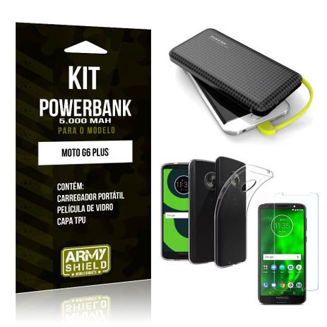 Kit Carregador Portátil 5K Moto G6 Plus Powerbank 5000mah + Capa + Película de Vidro - Armyshield Menor preço em Kit Carregador Portátil 5K Moto G6 Plus Powerbank 5000mah + Capa + Película de Vidro - Armyshield