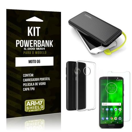 Kit Carregador Portátil 5K Moto G6 Powerbank 5000mah + Capa + Película de Vidro - Armyshield Menor preço em Kit Carregador Portátil 5K Moto G6 Powerbank 5000mah + Capa + Película de Vidro - Armyshield