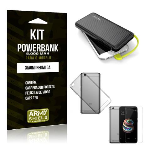 Kit Carregador Portátil 5K Redmi 5A Powerbank 5000mah + Capa + Película de Vidro - Armyshield Menor preço em Kit Carregador Portátil 5K Redmi 5A Powerbank 5000mah + Capa + Película de Vidro - Armyshield