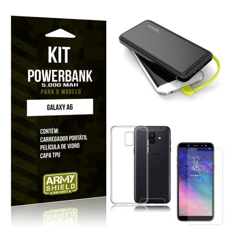 Kit Carregador Portátil 5K Tipo C Galaxy A6 Powerbank + Capa + Película de Vidro - Armyshield Menor preço em Kit Carregador Portátil 5K Tipo C Galaxy A6 Powerbank + Capa + Película de Vidro - Armyshield