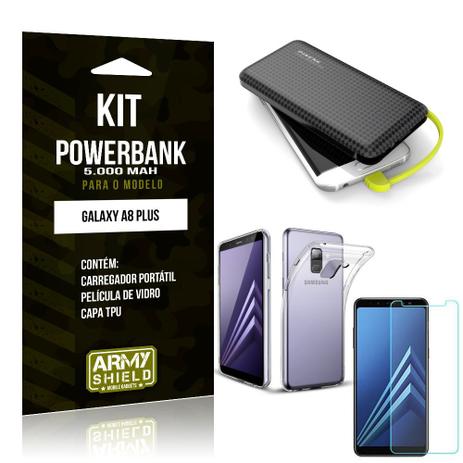 Kit Carregador Portátil 5K Tipo C Galaxy A8 Plus Powerbank + Capa + Película de Vidro - Armyshield Menor preço em Kit Carregador Portátil 5K Tipo C Galaxy A8 Plus Powerbank + Capa + Película de Vidro - Armyshield