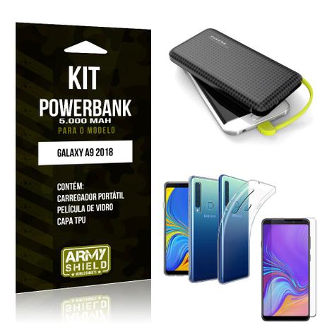 Kit Carregador Portátil 5K Tipo C Galaxy A9 2018 Powerbank + Capa + Película de Vidro - Armyshield Menor preço em Kit Carregador Portátil 5K Tipo C Galaxy A9 2018 Powerbank + Capa + Película de Vidro - Armyshield