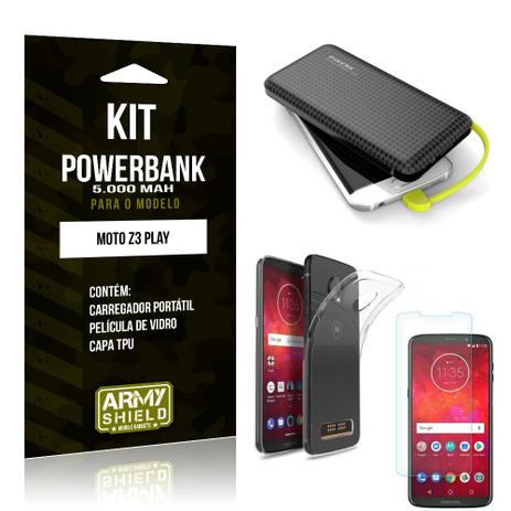 Kit Carregador Portátil 5K Tipo C Moto Z3 Play Powerbank + Capa + Película de Vidro - Armyshield Menor preço em Kit Carregador Portátil 5K Tipo C Moto Z3 Play Powerbank + Capa + Película de Vidro - Armyshield