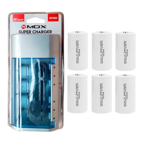 Kit Carregador Universal + 6 Pilhas Tipo D Rontek - Mox e rontek Menor preço em Kit Carregador Universal + 6 Pilhas Tipo D Rontek - Mox e rontek