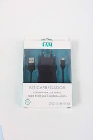 KIT Carregador USB duplo completo potente para celular - Micro USB (v8), 1.2m , 2.1A - FAM original Menor preço em KIT Carregador USB duplo completo potente para celular - Micro USB (v8), 1.2m , 2.1A - FAM original