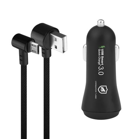 Kit Carregador veicular turbo charger + cabo Anglenetic USB V8 - Gorila Shield Menor preço em Kit Carregador veicular turbo charger + cabo Anglenetic USB V8 - Gorila Shield