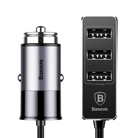 Kit Carregador Veicular Turbo Quick Charge Com 4 portas USB 5.5A Ultra Rápido Baseus Menor preço em Kit Carregador Veicular Turbo Quick Charge Com 4 portas USB 5.5A Ultra Rápido Baseus