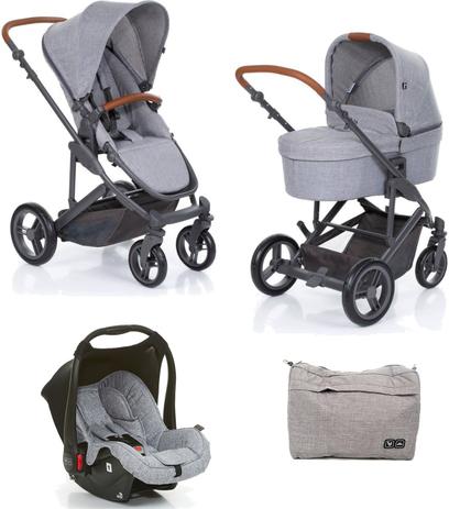 Kit Carrinho Moisés COMO 4 com Bebê Conforto + Bolsa Woven Gray (Det. Couro) - ABC Design Menor preço em Kit Carrinho Moisés COMO 4 com Bebê Conforto + Bolsa Woven Gray (Det. Couro) - ABC Design