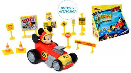 Kit carro roda livre com acessorios mickey - Toyng Menor preço em Kit carro roda livre com acessorios mickey - Toyng