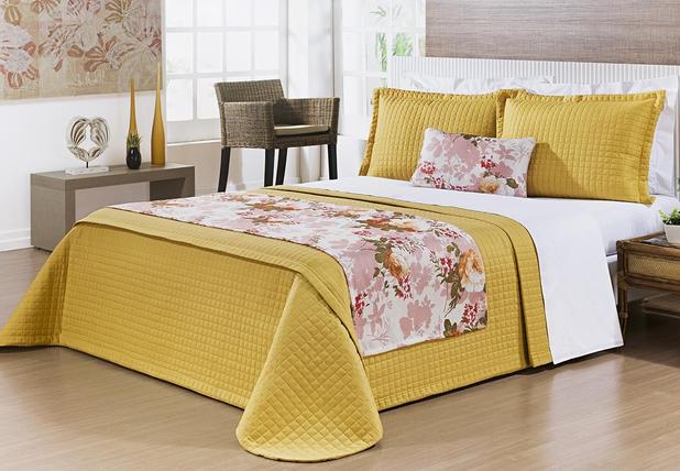 Kit Casal (Colcha + Almofada + Xale) Super King Coleção Veneza Amarelo Microfibra com 6 peças - Bernadete casa é boa?